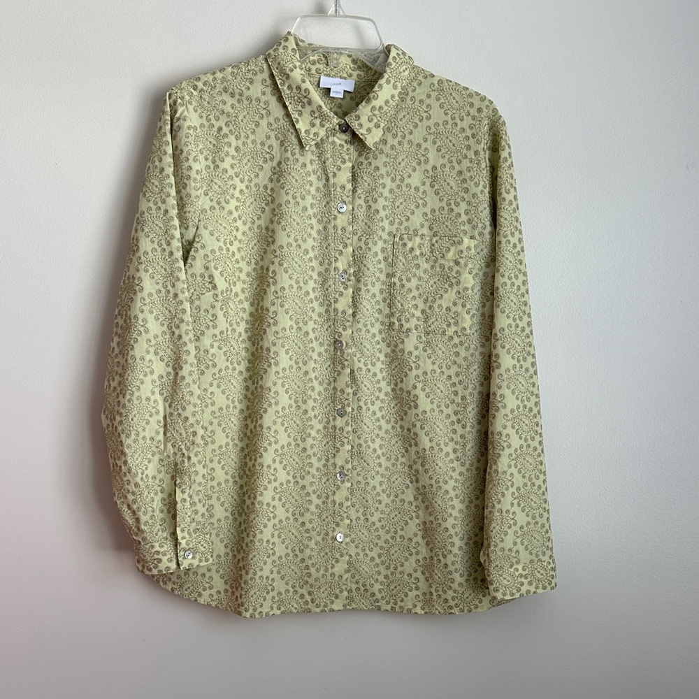 J. Jill Green Paisley Mother of Pearl Button Down Spring Shirt